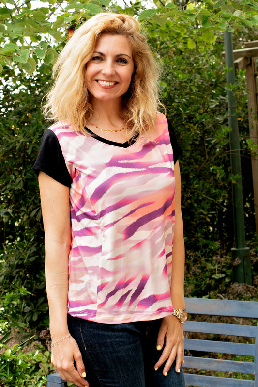 Camiseta de Lactancia MAWU | Manga Corta, Estilo Estilizado y Cremalleras Invisibles