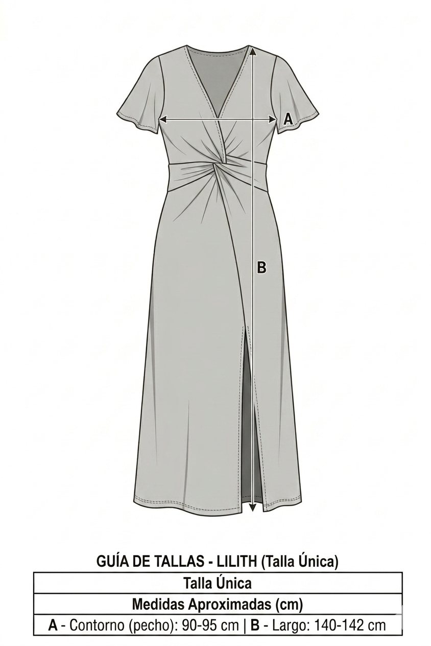 Vestido largo Lilith | Manga corta con nudo
